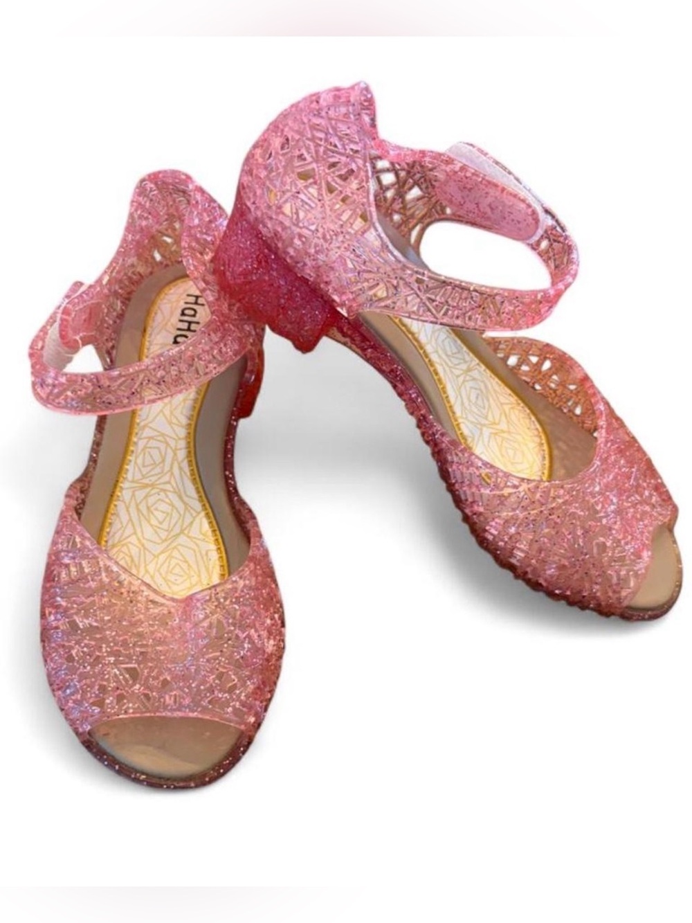 10 little girls sparkly pink heels jelly shoes fancy dressy sandals shoes